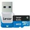 photo Lexar MicroSDXC 64 Go UHS-1 + lecteur de carte USB 3.0 (classe 10 - 95 MB/s)