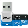 photo Lexar MicroSDXC 128 Go UHS-1 + lecteur de carte USB 3.0 (classe 10 - 95 MB/s)