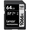 Cartes mémoires Lexar SDXC 64 Go Professional UHS-I 1066x (160Mb/s) U3 CL10